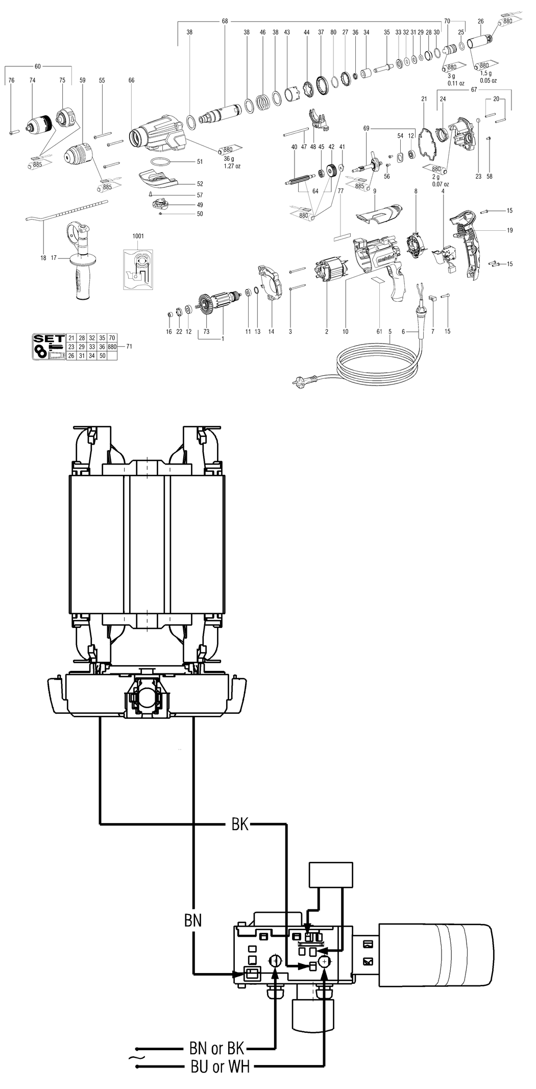 Metabo KHE 2860 Quick / 00878310 / CN 220V Spare Parts