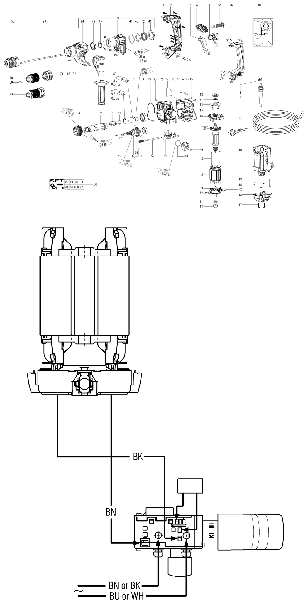 Metabo KHE 3251 / 00659180 / CH 230V Spare Parts