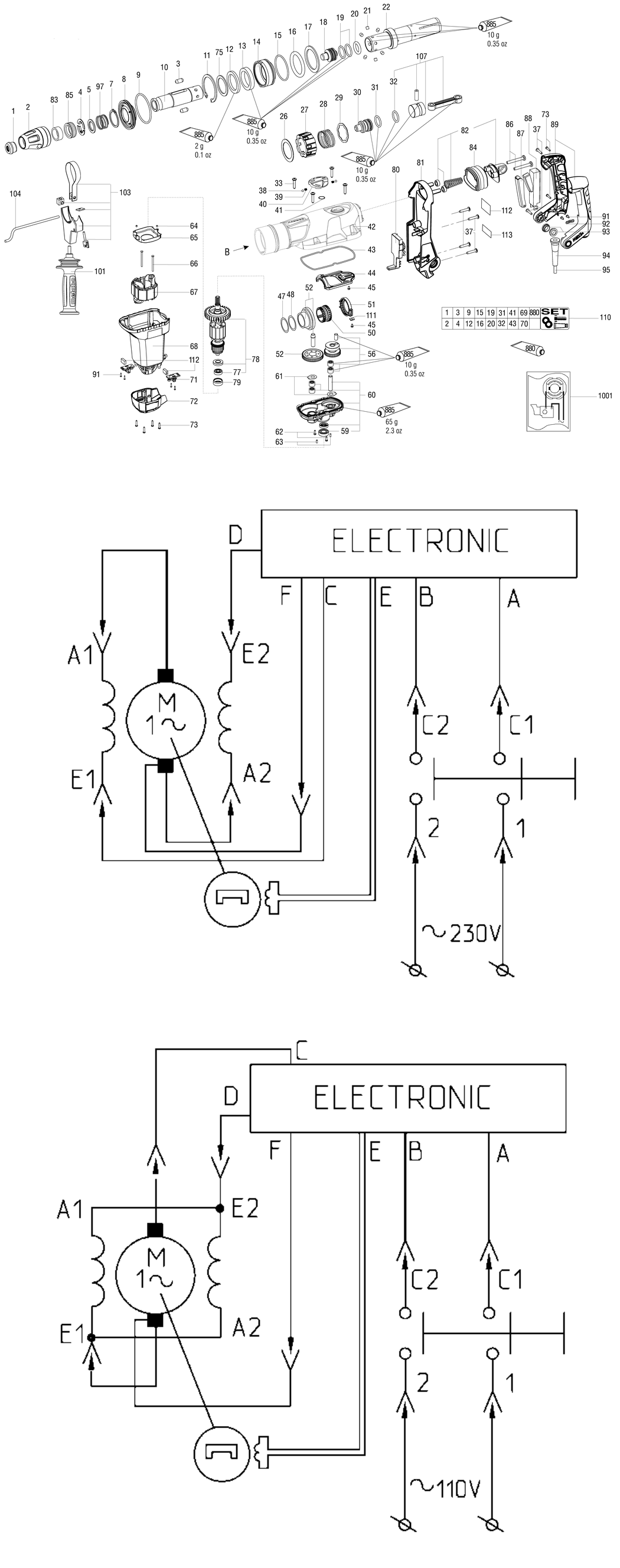 Metabo KHE 5-40 / 00687190 / AU 240V Spare Parts