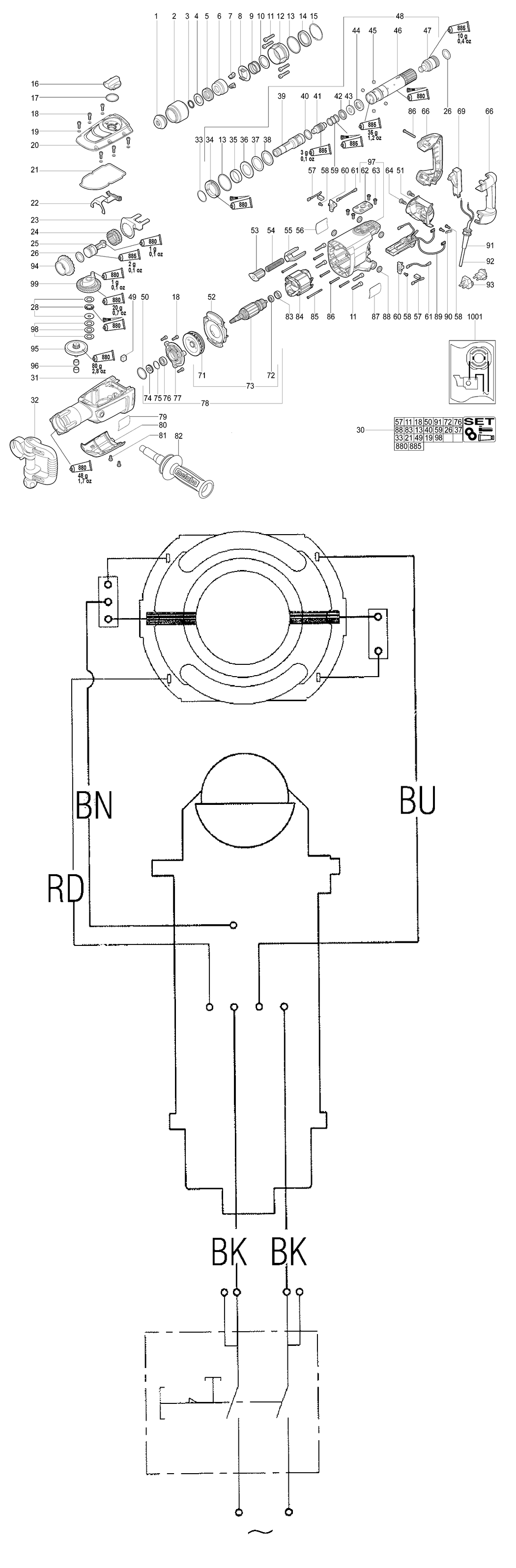 Metabo KHE 96 / 00596393 / GB 110V Spare Parts