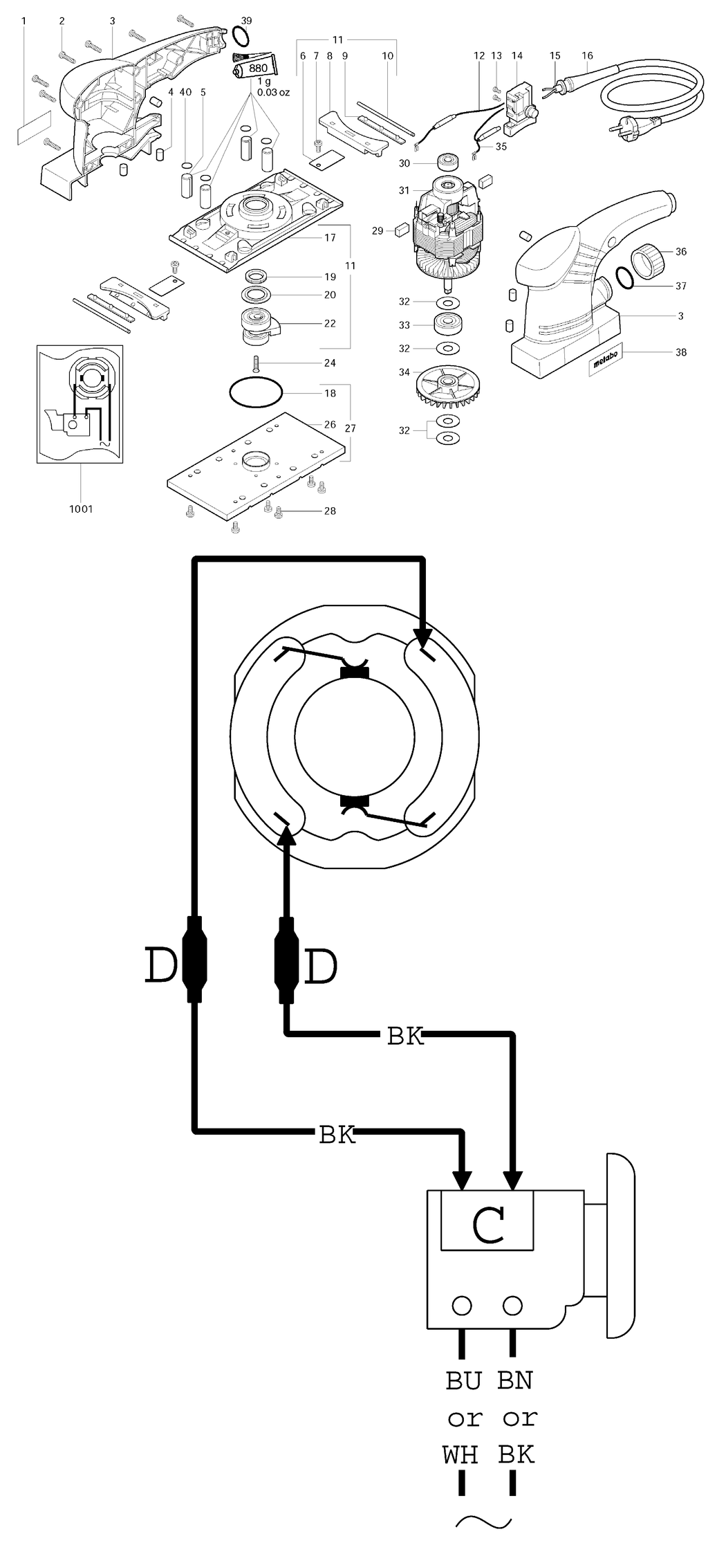 Metabo SR 10-23 / 01023310 / CN 220V Spare Parts