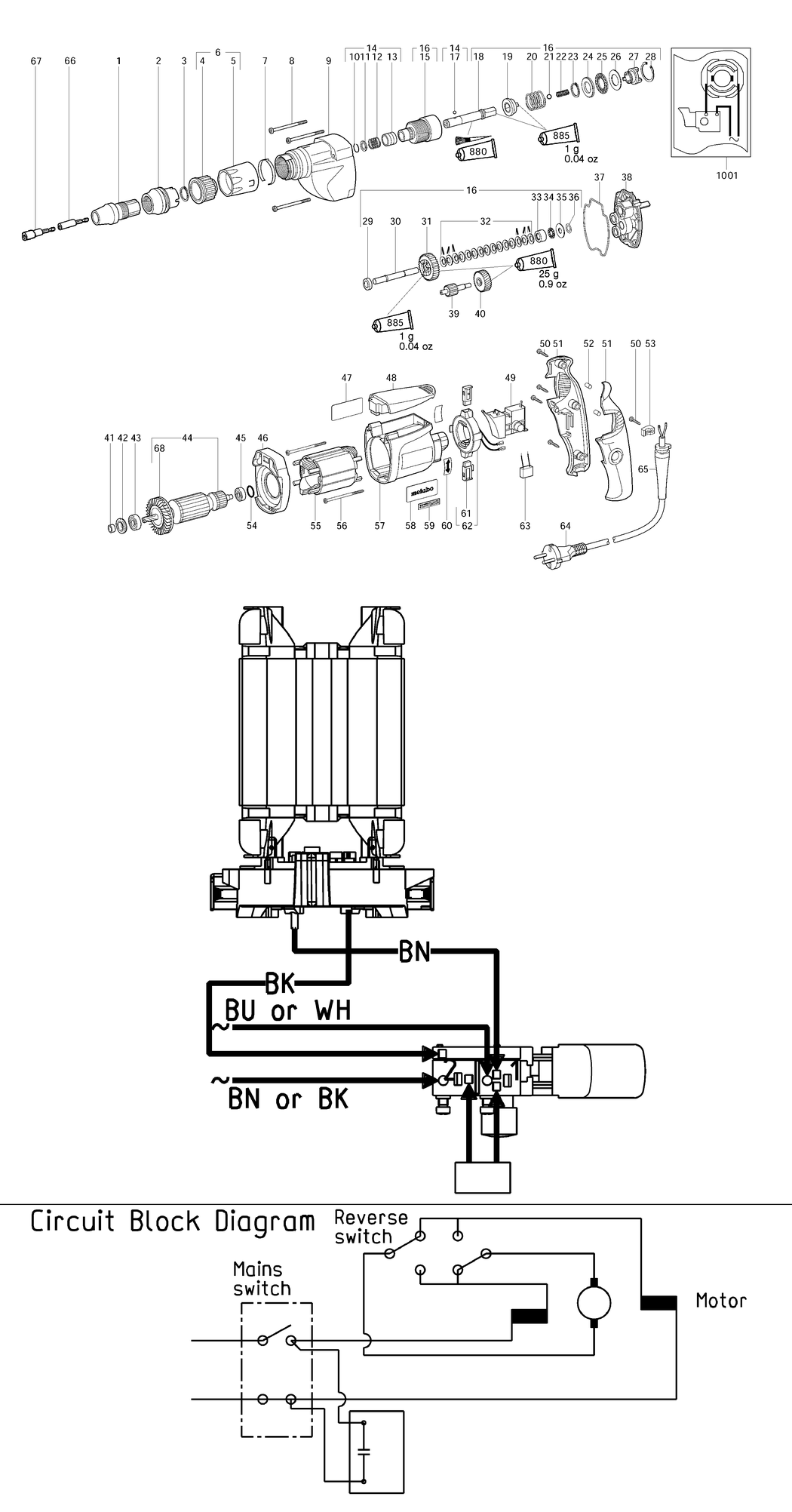 Metabo DWSE 6.3 / 20001000 / EU 230V Spare Parts