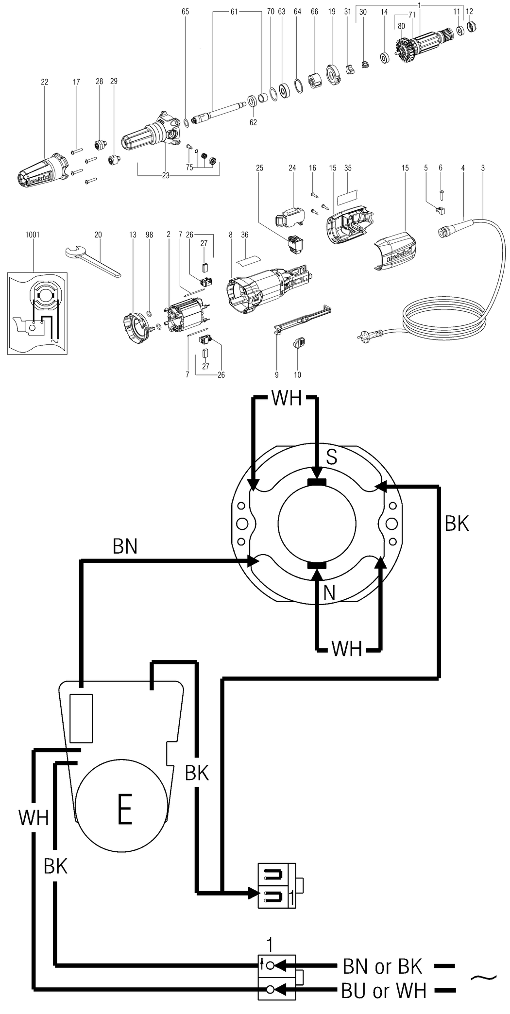 Metabo GE 710 Plus / 00616310 / CN 220V Spare Parts