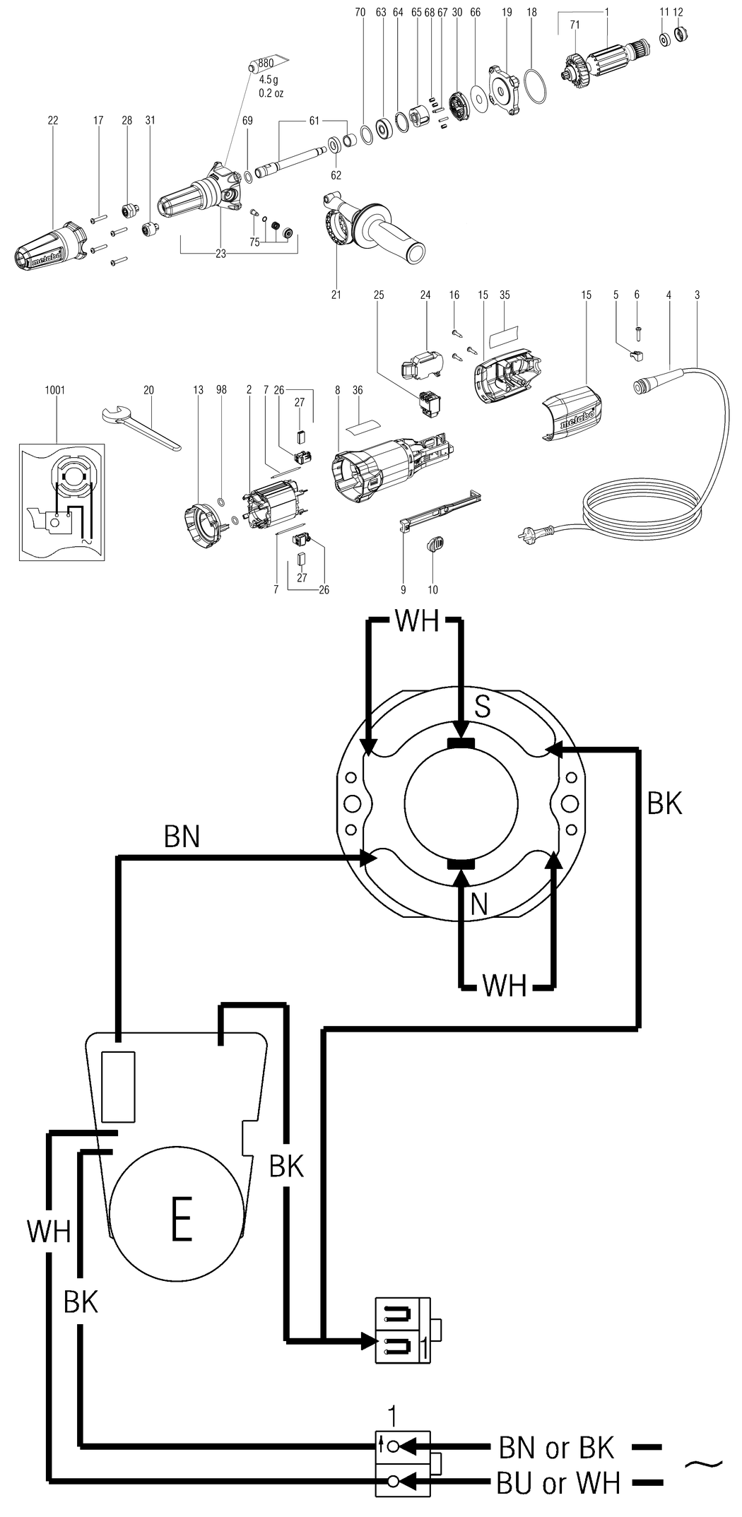 Metabo GE 950 G Plus / 00618180 / CH 230V Spare Parts