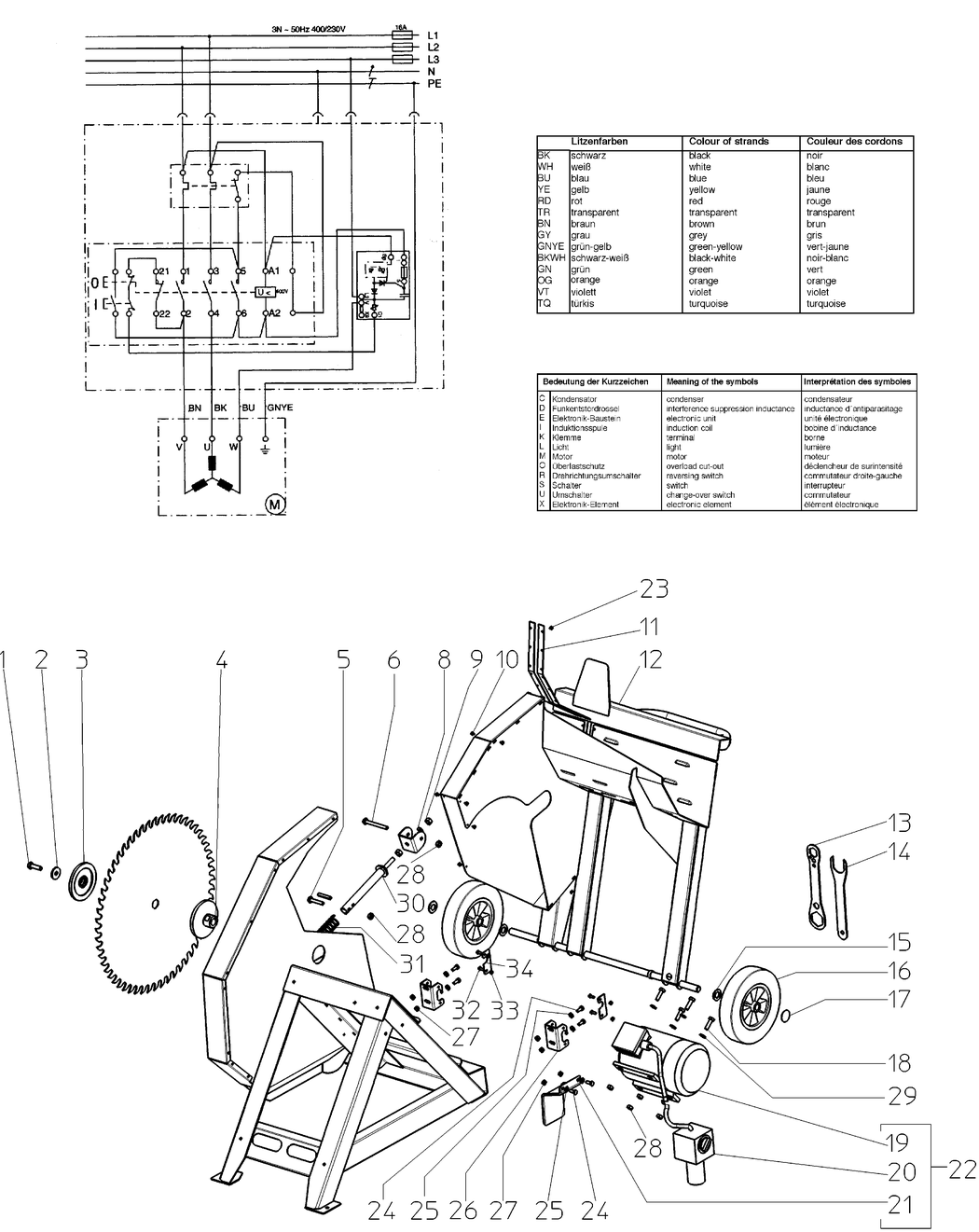 Metabo BW 600/4 20 DNB / 0106004200 11 / 3 / 400V/50Hz Spare Parts