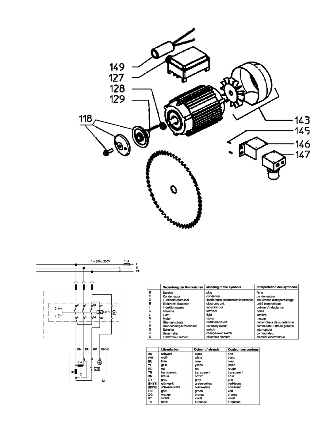 Metabo TK - Motor 2 50 WN / 0100002272 11 / SA 220V / 60Hz Spare Parts