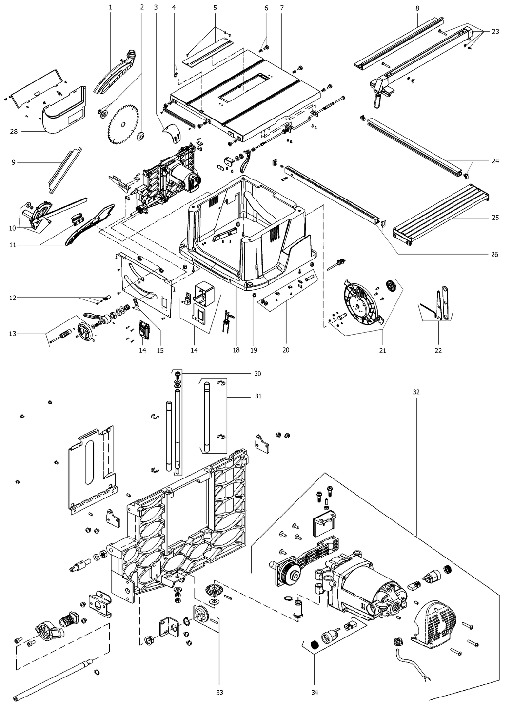 Metabo TS 250 / 0102502000 12 / EU 230V Spare Parts
