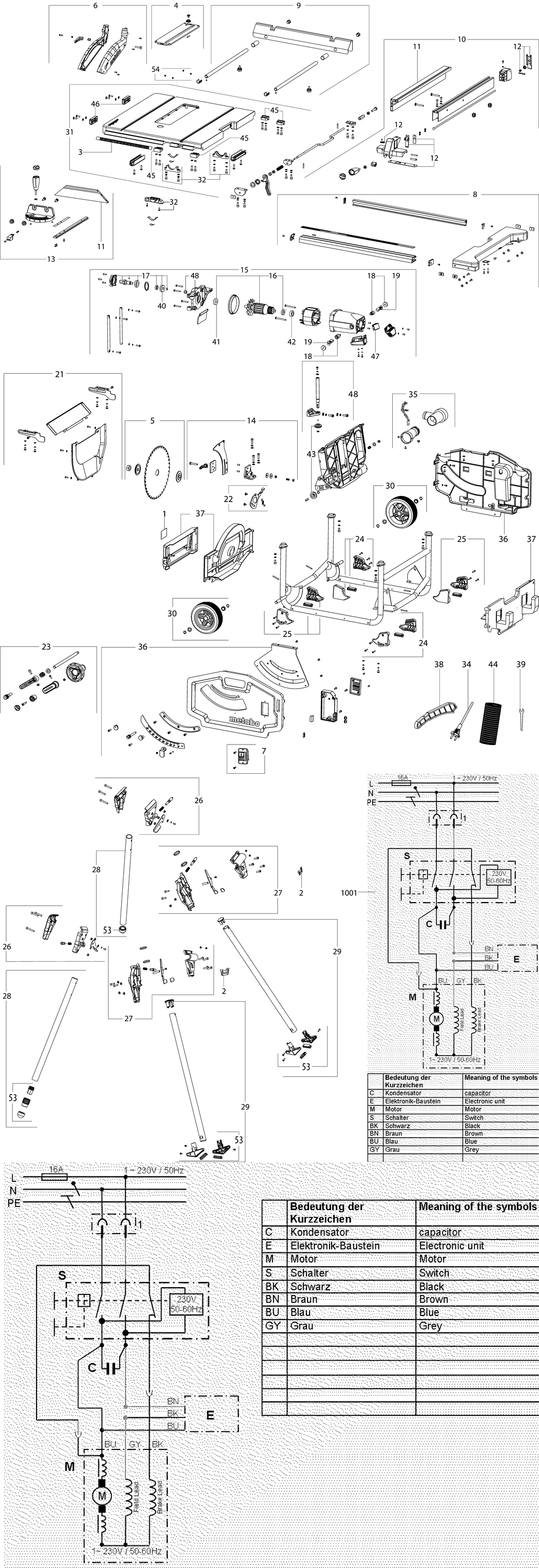 Metabo TS 254 / 00668190 / AU 240V Spare Parts