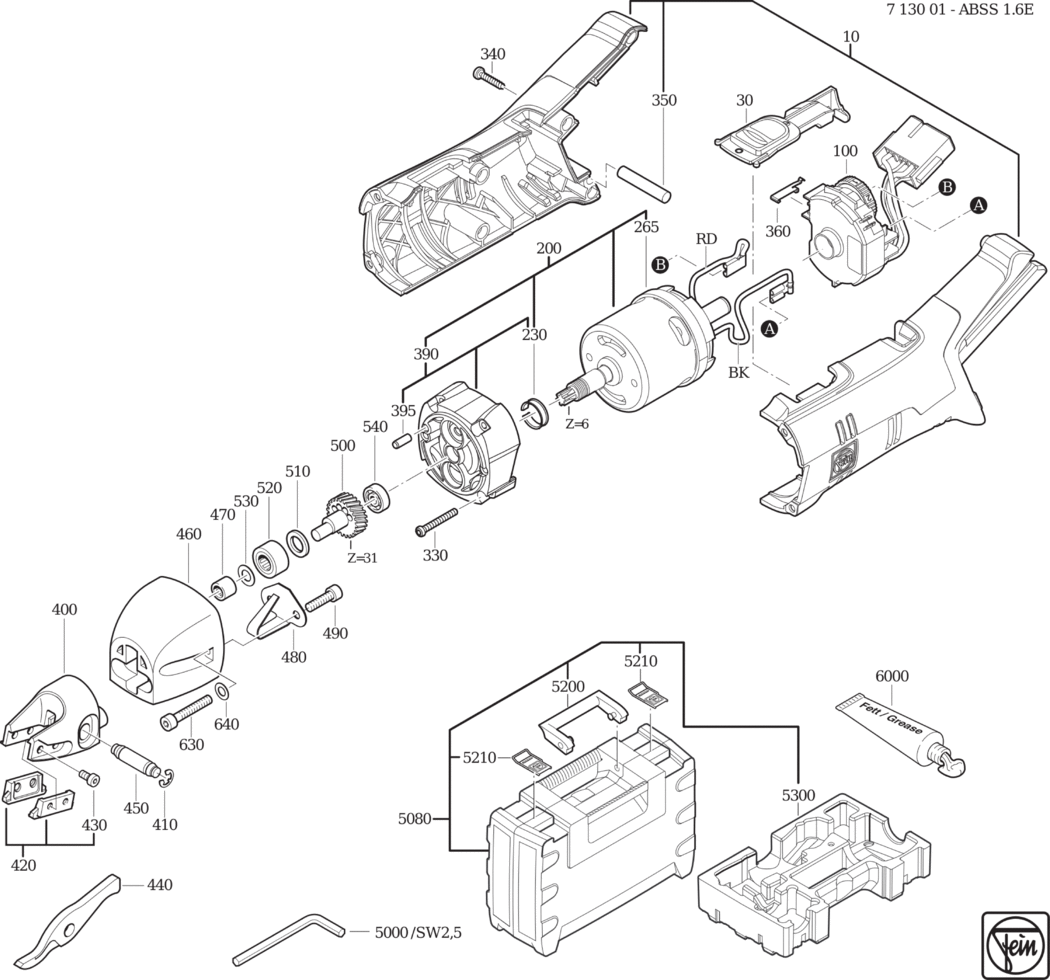 Fein ABSS 1.6 E ⠔.40V) / 71300100950 Spare Parts