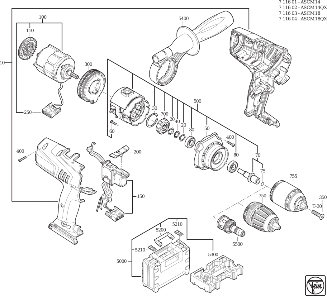 Fein ASCM 14 QX ⠔.40V) / 71160200950 Spare Parts