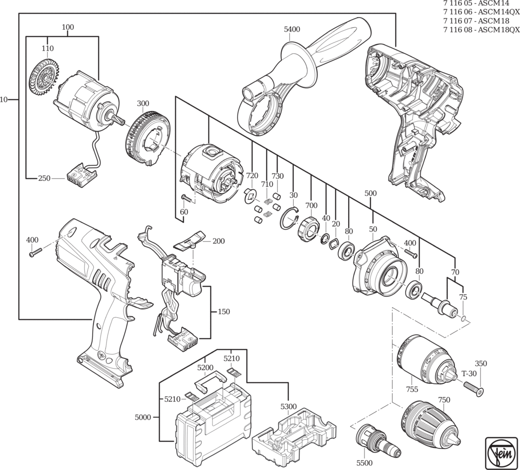 Fein ASCM 18 QX ⠘V) / 71160800940 Spare Parts