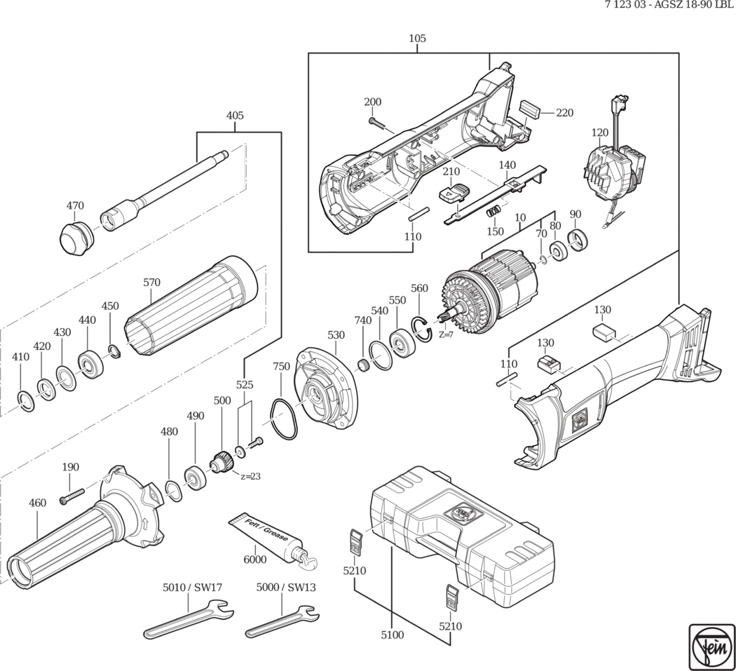 Fein AGSZ 18-90 LBL ⠘V) / 71230300940 Spare Parts