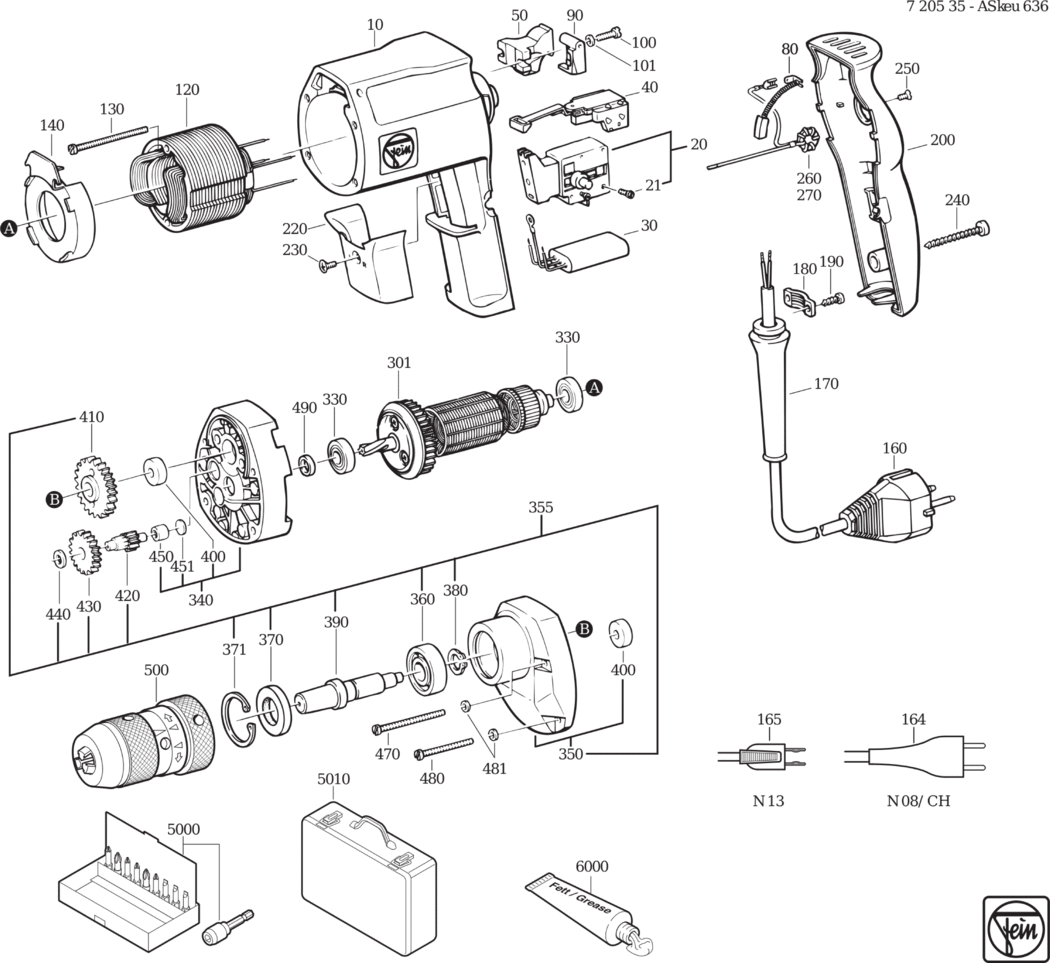 Fein ASkeu 636 Kinetik ⡐/60Hz 220/230V) / 72053500226 Spare Parts