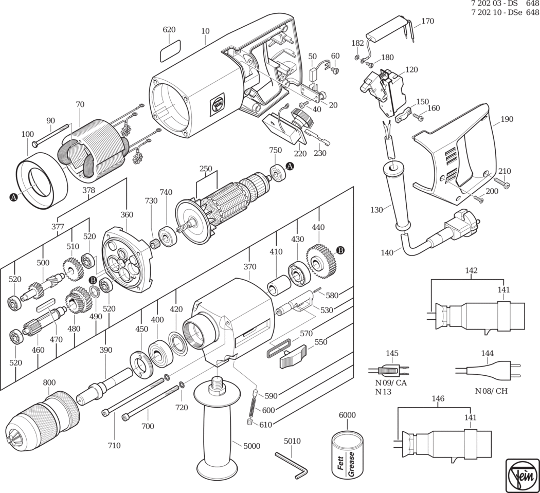 Fein DS 648 ⡐Hz 42V) / 72020300043 Spare Parts