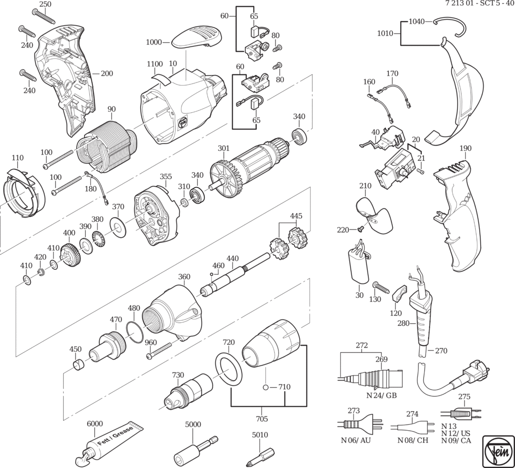 Fein SCT 5-40 ⡐/60Hz 220/230V) / 72130100231 Spare Parts