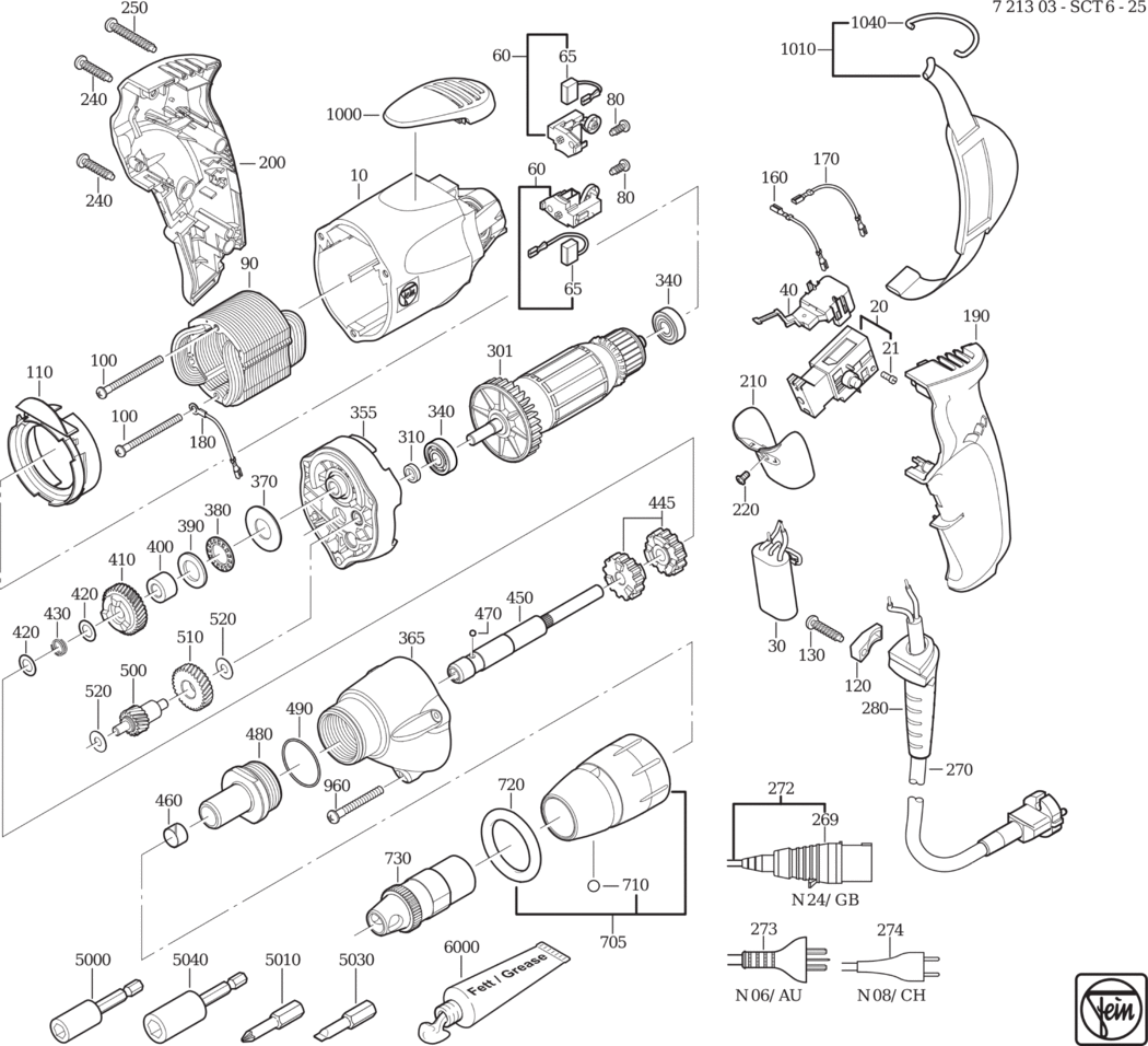 Fein SCT 6-25 ⡐Hz 110V) / 72130324119 Spare Parts