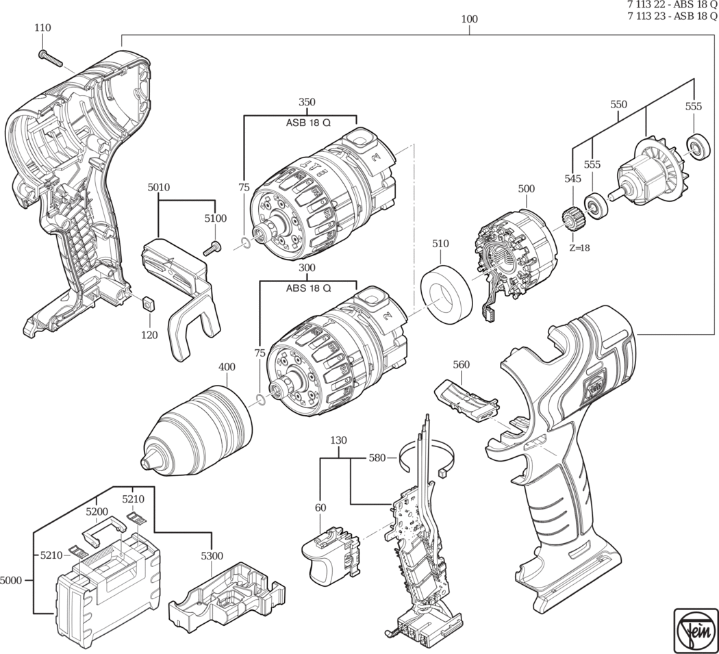 Fein ASB 18 Q ⠘V) / 71132300940 Spare Parts