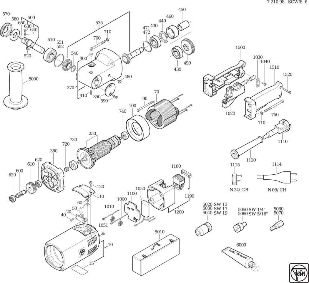 Fein SCW 16-6 ⡐/60Hz 220/230V) / 72109800230 Spare Parts