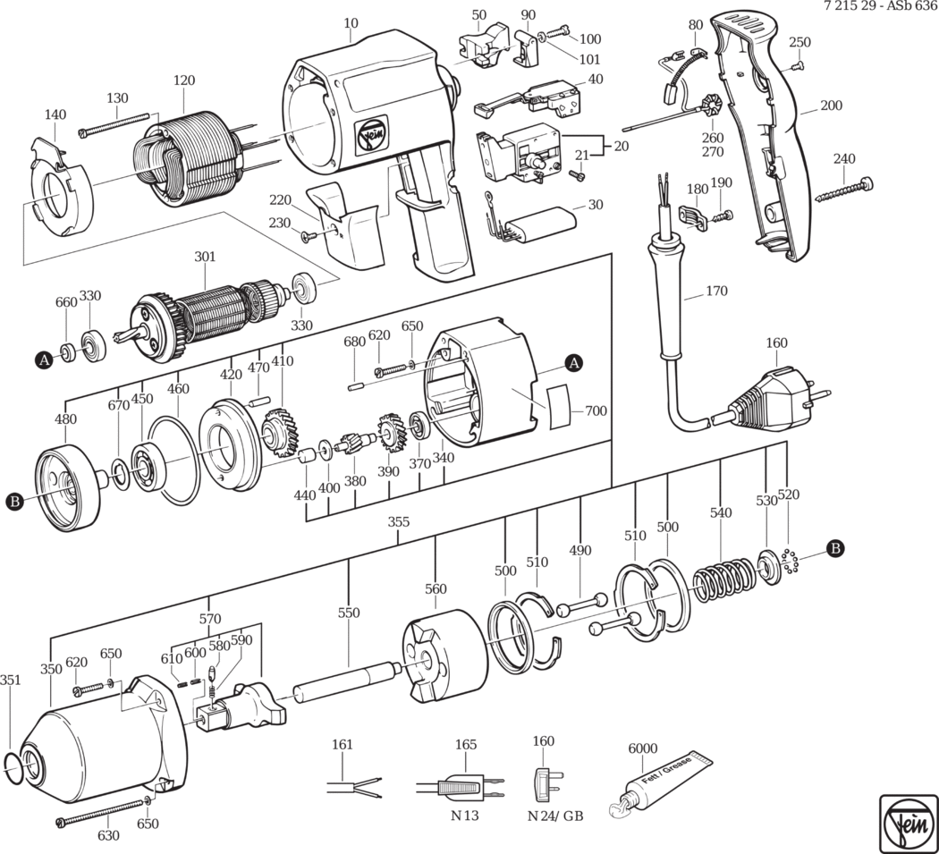 Fein ASb 636 ⡐Hz 110V) / 72152900115 Spare Parts