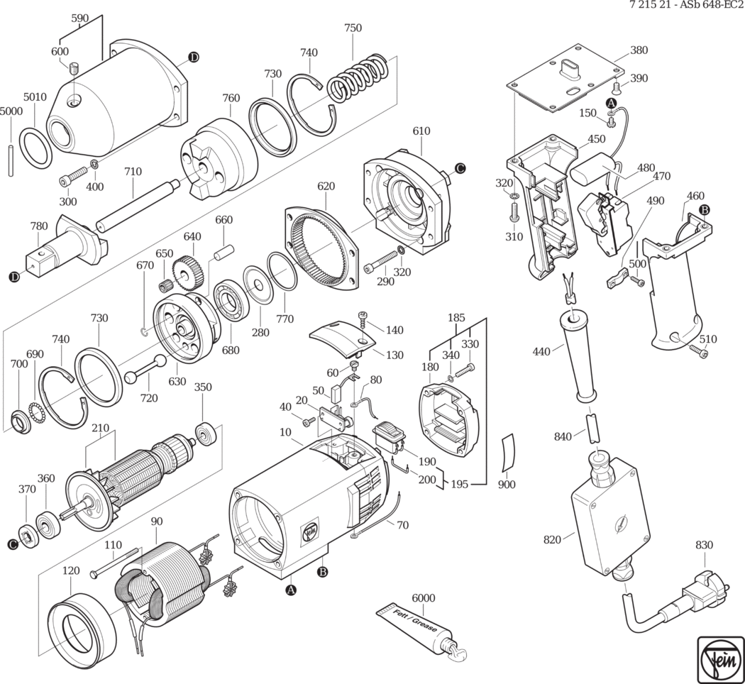 Fein ASb 648-EC 2 ⡐/60Hz 220/230V) / 72152100220 Spare Parts