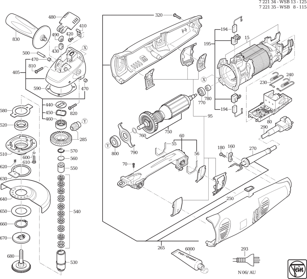 Fein WSB 13-125 ⡐/60Hz 230V) / 72213429230 Spare Parts