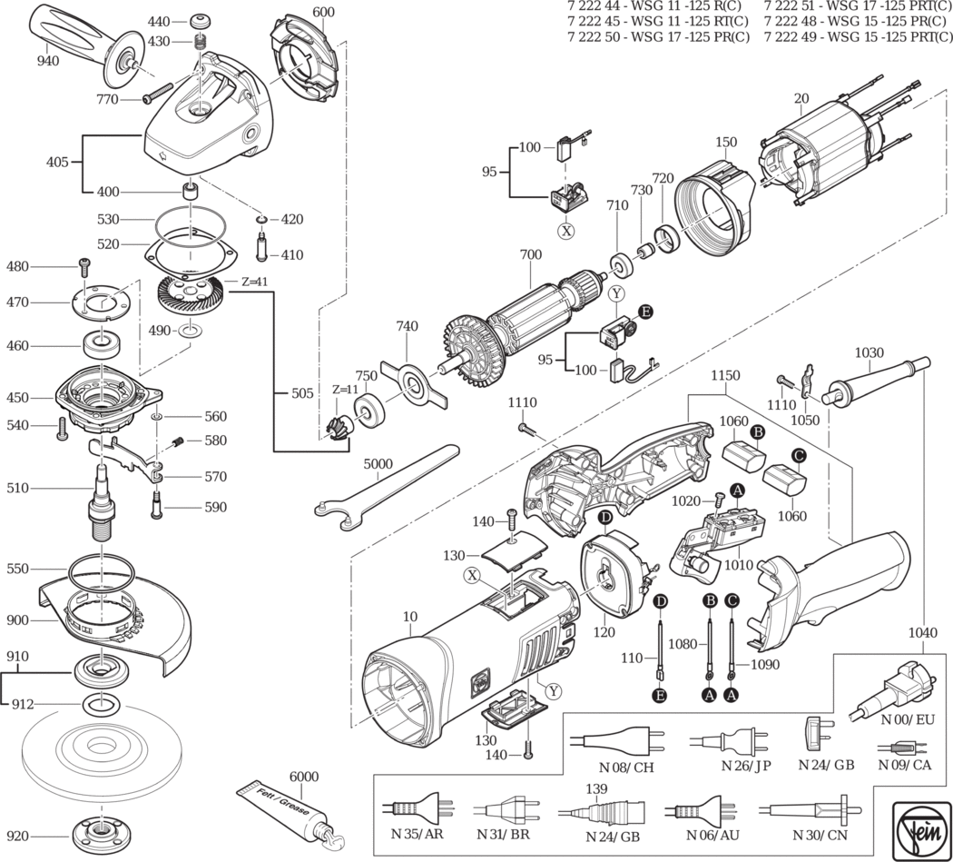 Fein WSG 11-125 RT ʌ) / 72224524110 Spare Parts