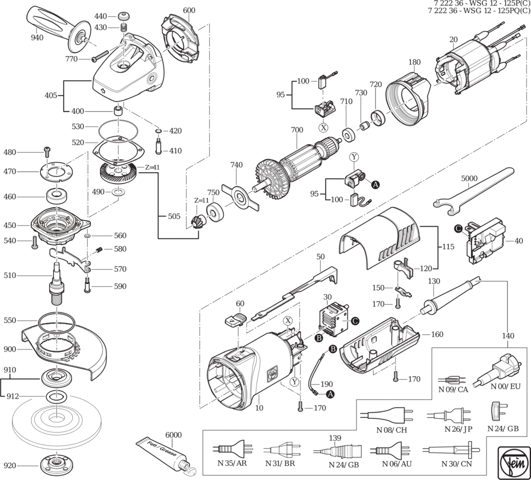 Fein WSG 12-125 P ʌ) / 72223600230 Spare Parts