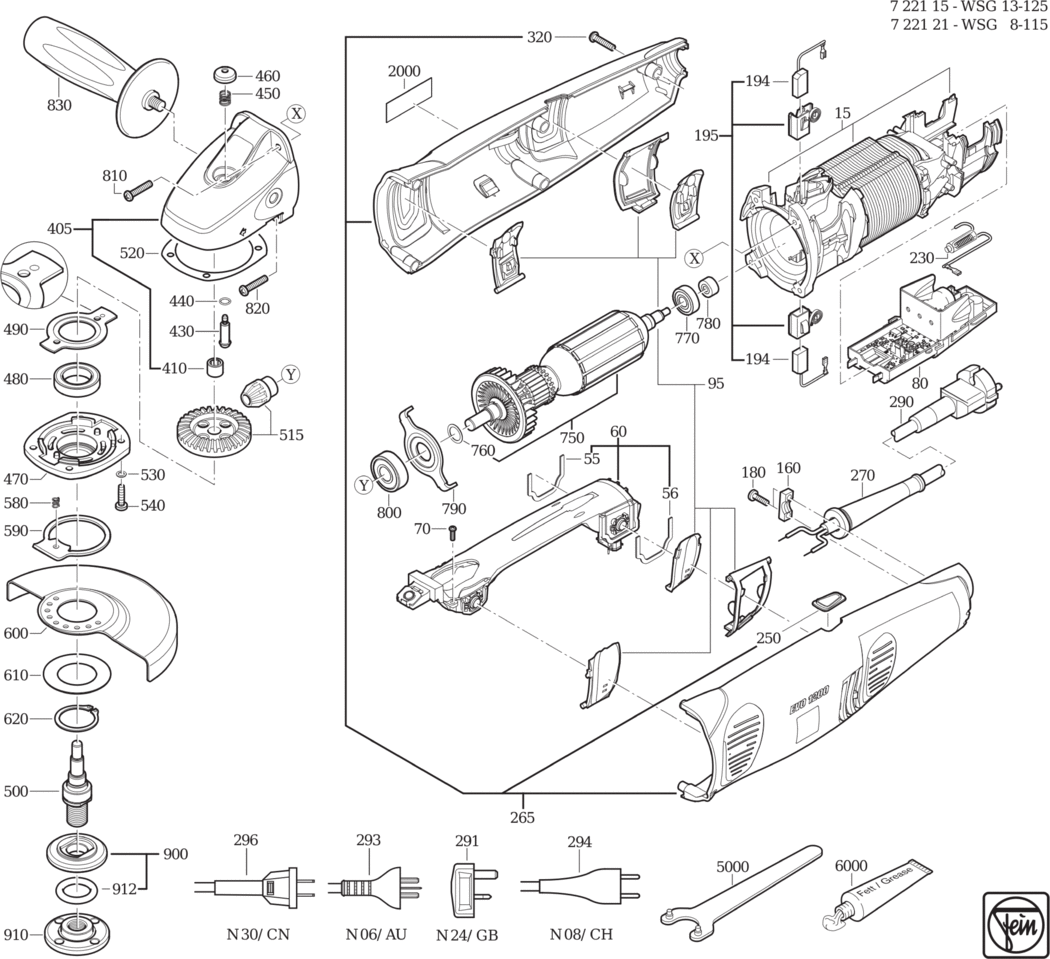 Fein WSG 13-125 ⡐/60Hz 230V) / 72211500236 Spare Parts