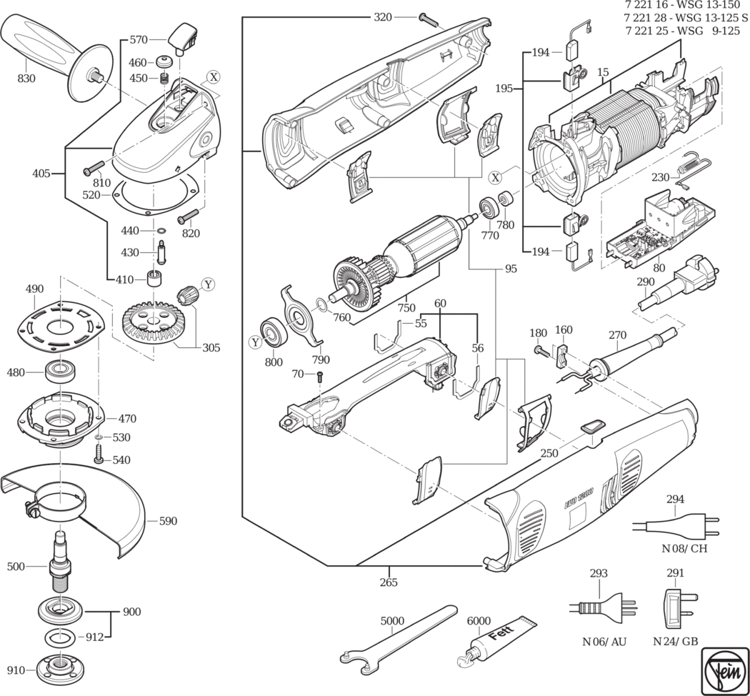 Fein WSG 13-125 S ⡐/60Hz 230V) / 72212800230 Spare Parts