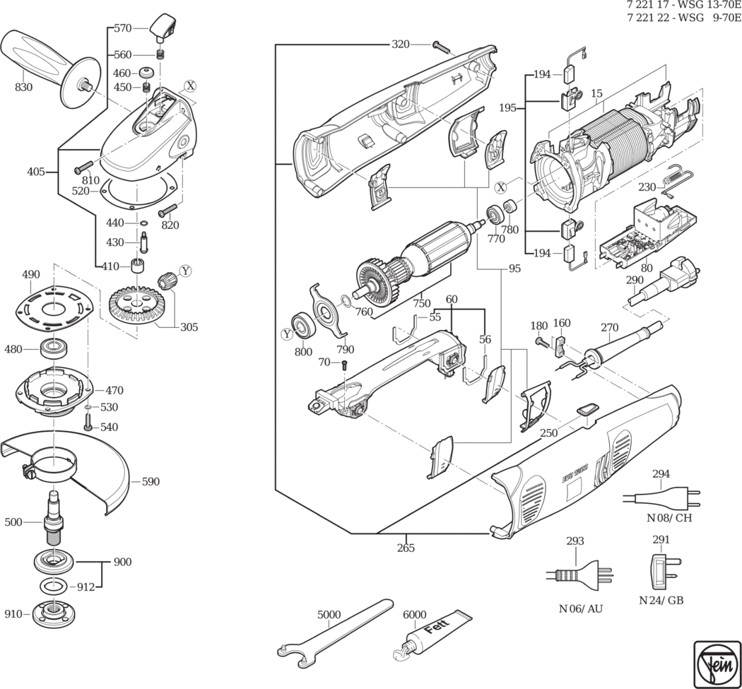 Fein WSG 13-70 E ⡐/60Hz 230V) / 72211700235 Spare Parts