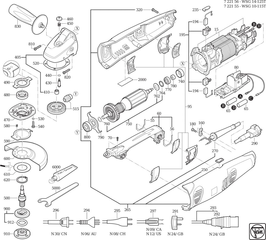 Fein WSG 14-125 T ⡐Hz 110V) / 72215624110 Spare Parts