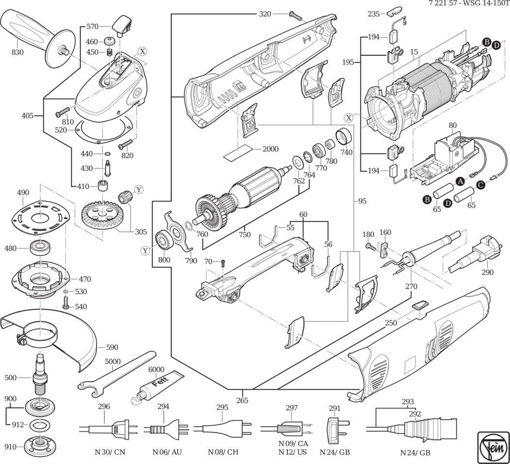 Fein WSG 14-150 T ⡐Hz 110V) / 72215724110 Spare Parts