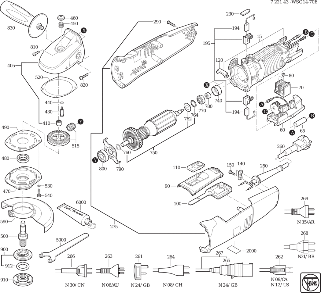 Fein WSG 14-70 E ⡐/60Hz 220/230V) / 72214300230 Spare Parts