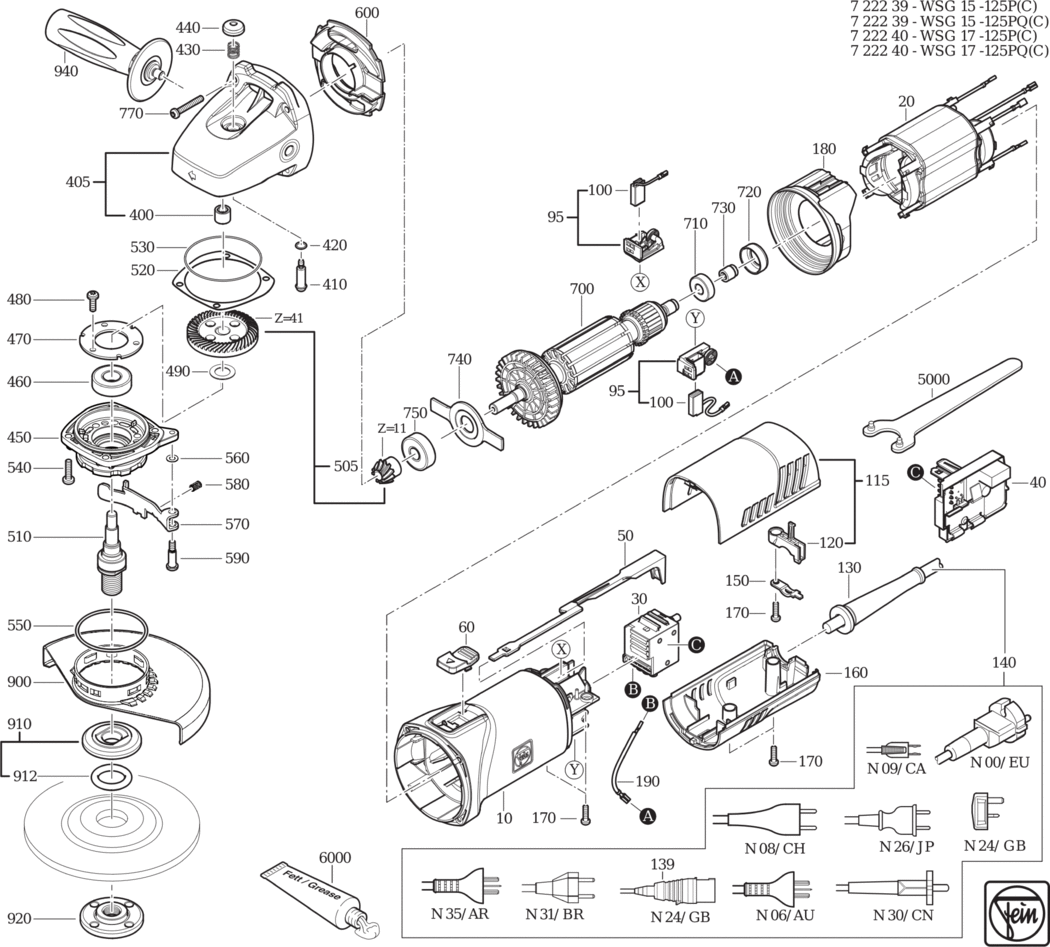 Fein WSG 15-125 P ʌ) / 72223900230 Spare Parts