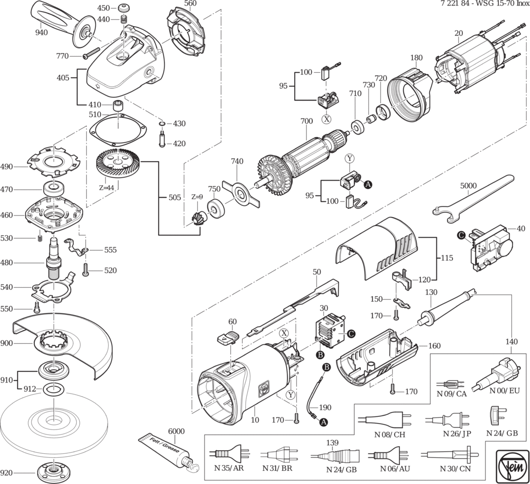 Fein WSG 15-70 Inox ⡐Hz 110V) / 72218424110 Spare Parts