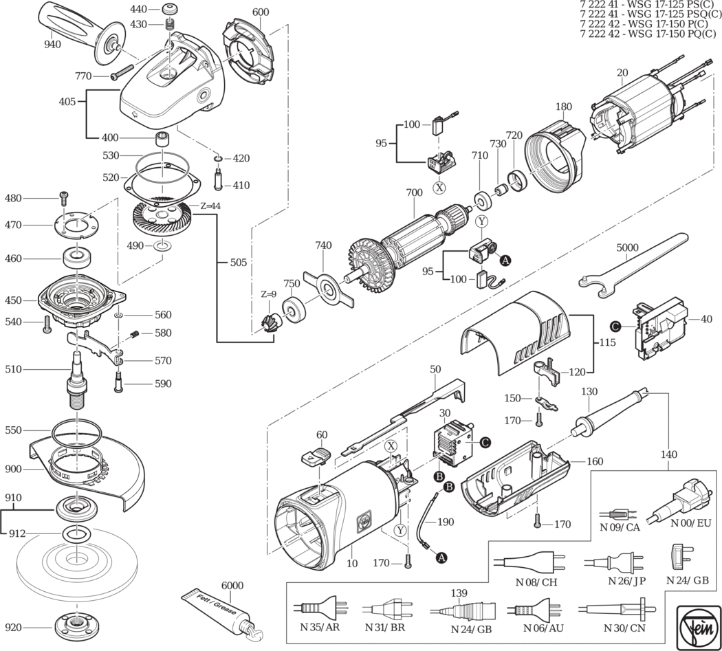 Fein WSG 17-125 PS ʌ) / 72224124230 Spare Parts