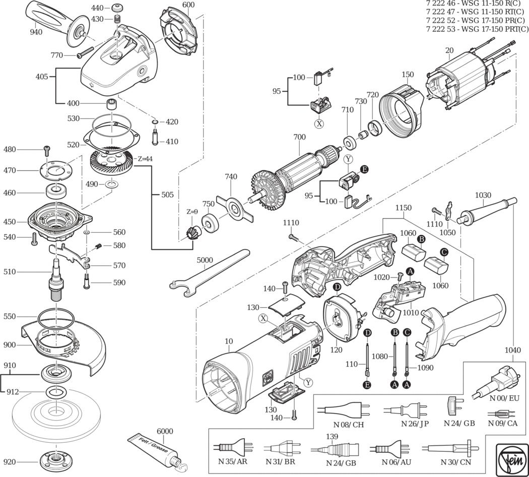 Fein WSG 17-150 PR ʌ) / 72225200230 Spare Parts