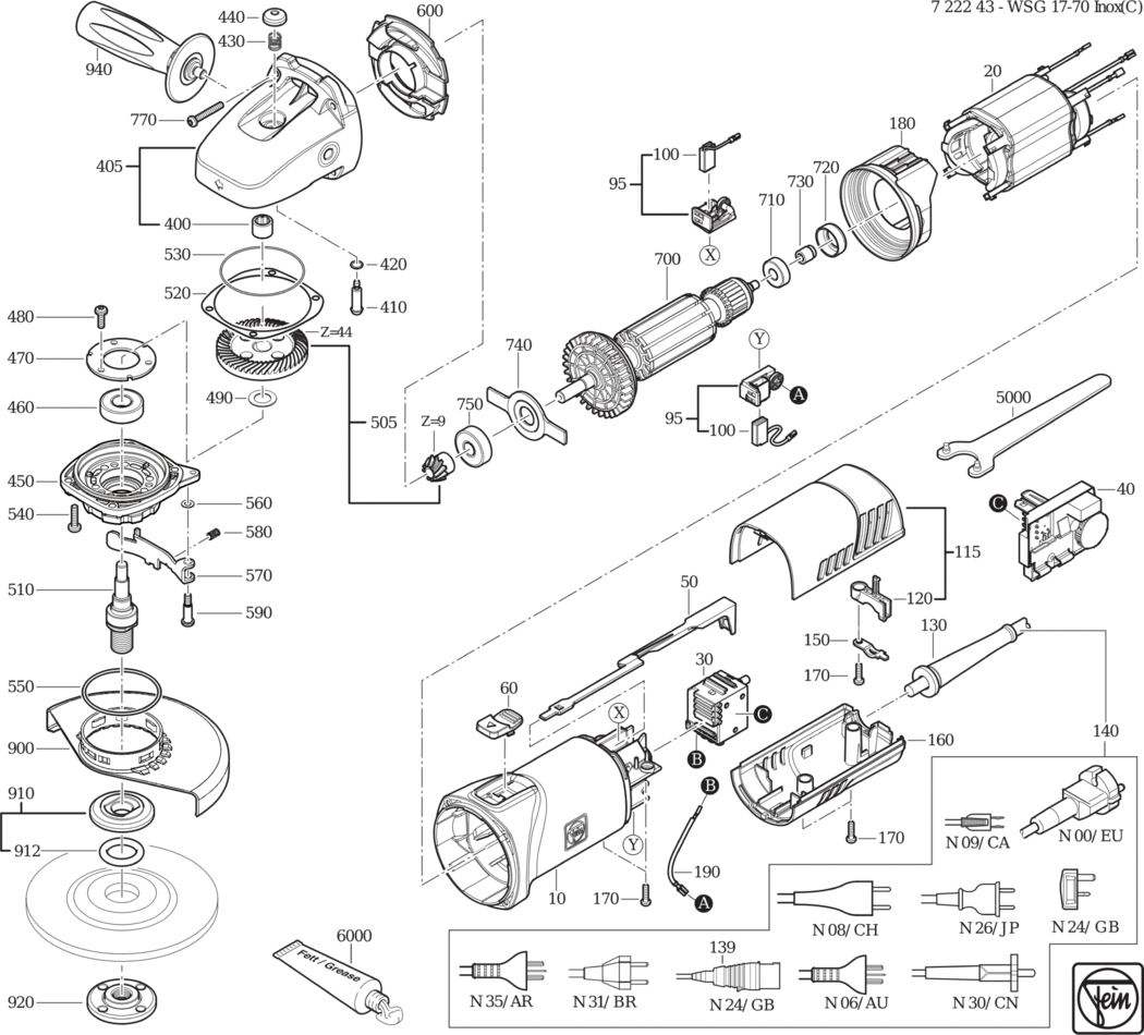 Fein WSG 17-70 INOX ʌ) / 72224300230 Spare Parts