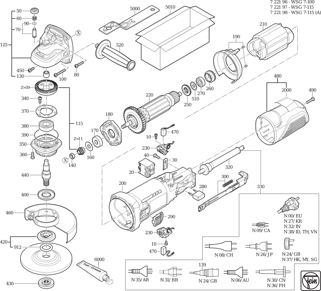 Fein WSG 7-115 / 72219800230 Spare Parts