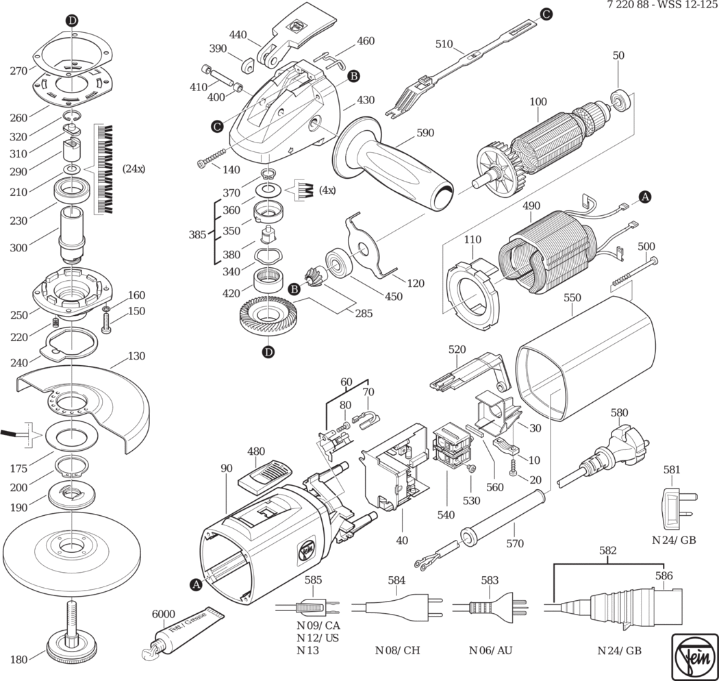 Fein WSS 12-125 ⡐Hz 230V) / 72208824230 Spare Parts