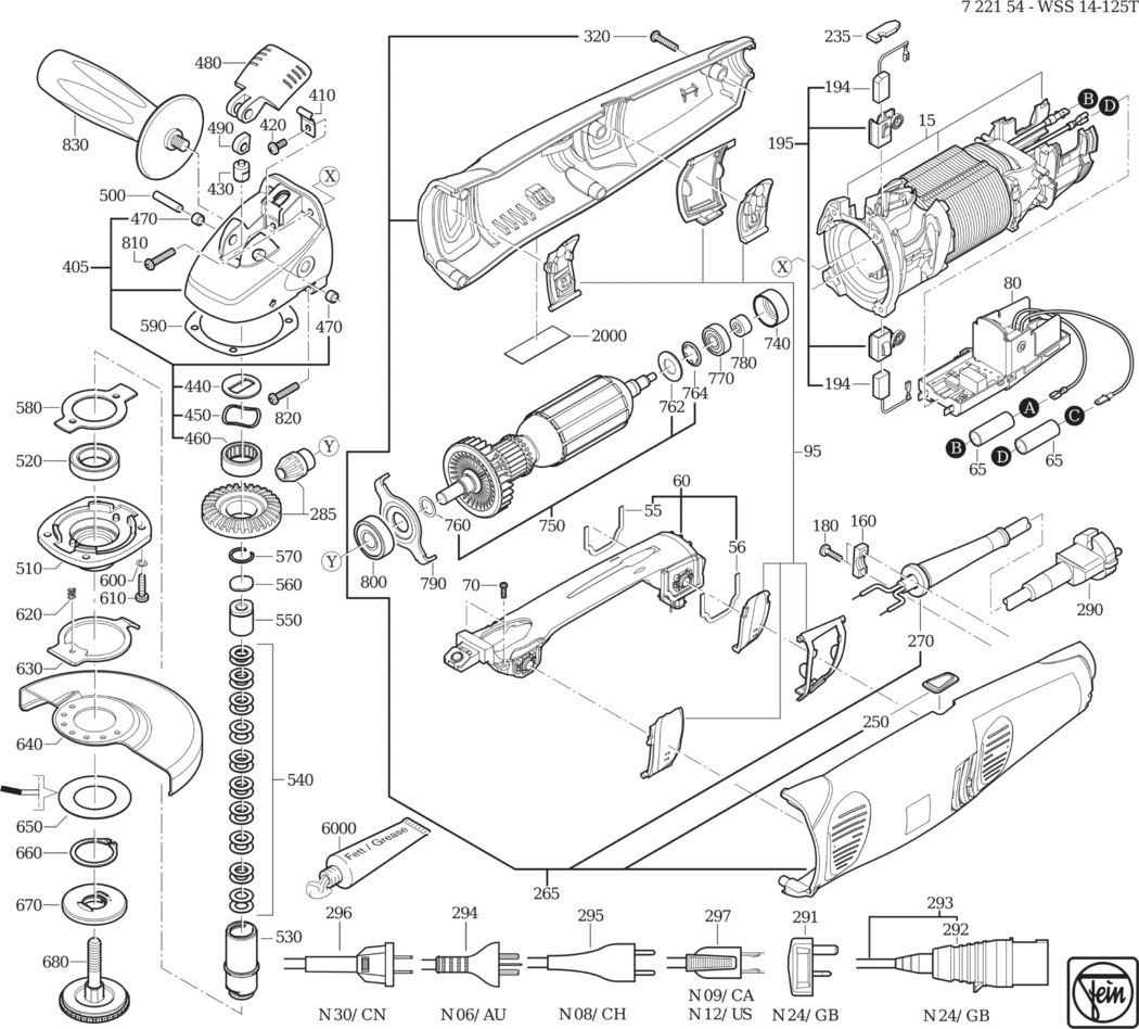 Fein WSS 14-125 T ⡐Hz 110V) / 72215424110 Spare Parts