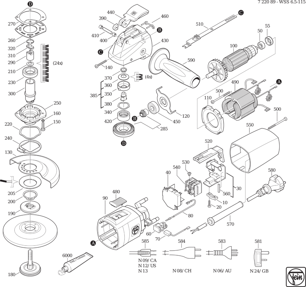 Fein WSS 6.5-115 ⡐/60Hz 230V) / 72208900234 Spare Parts