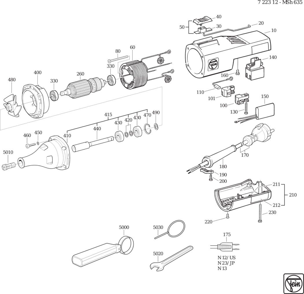 Fein MSh 635 ⡐/60Hz 220/230V) / 72231200229 Spare Parts