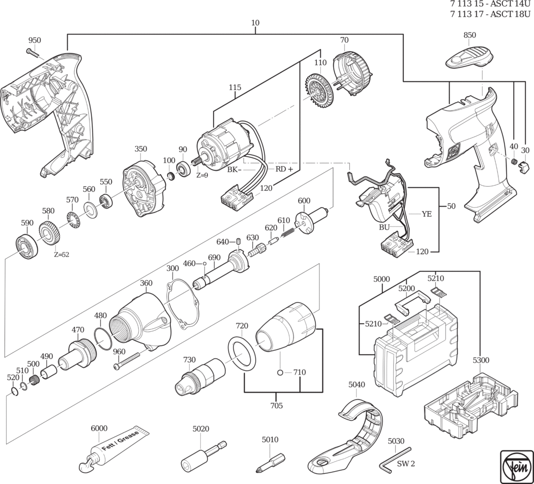 Fein ASCT 14 U ⠔.40V) / 71131500950 Spare Parts