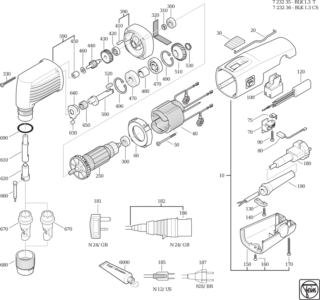 Fein BLK 1.3 CS ⡐/60Hz 220/230V) / 72323600236 Spare Parts