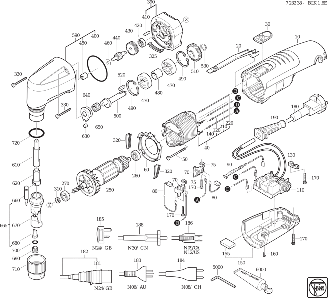 Fein BLK 1.6 E ⡐/60Hz 110/120V) / 72323824110 Spare Parts