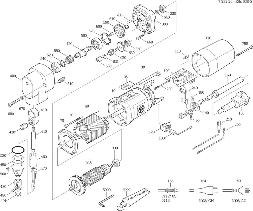 Fein RSs 638-5 ⡠Hz 120V) / 72322600361 Spare Parts