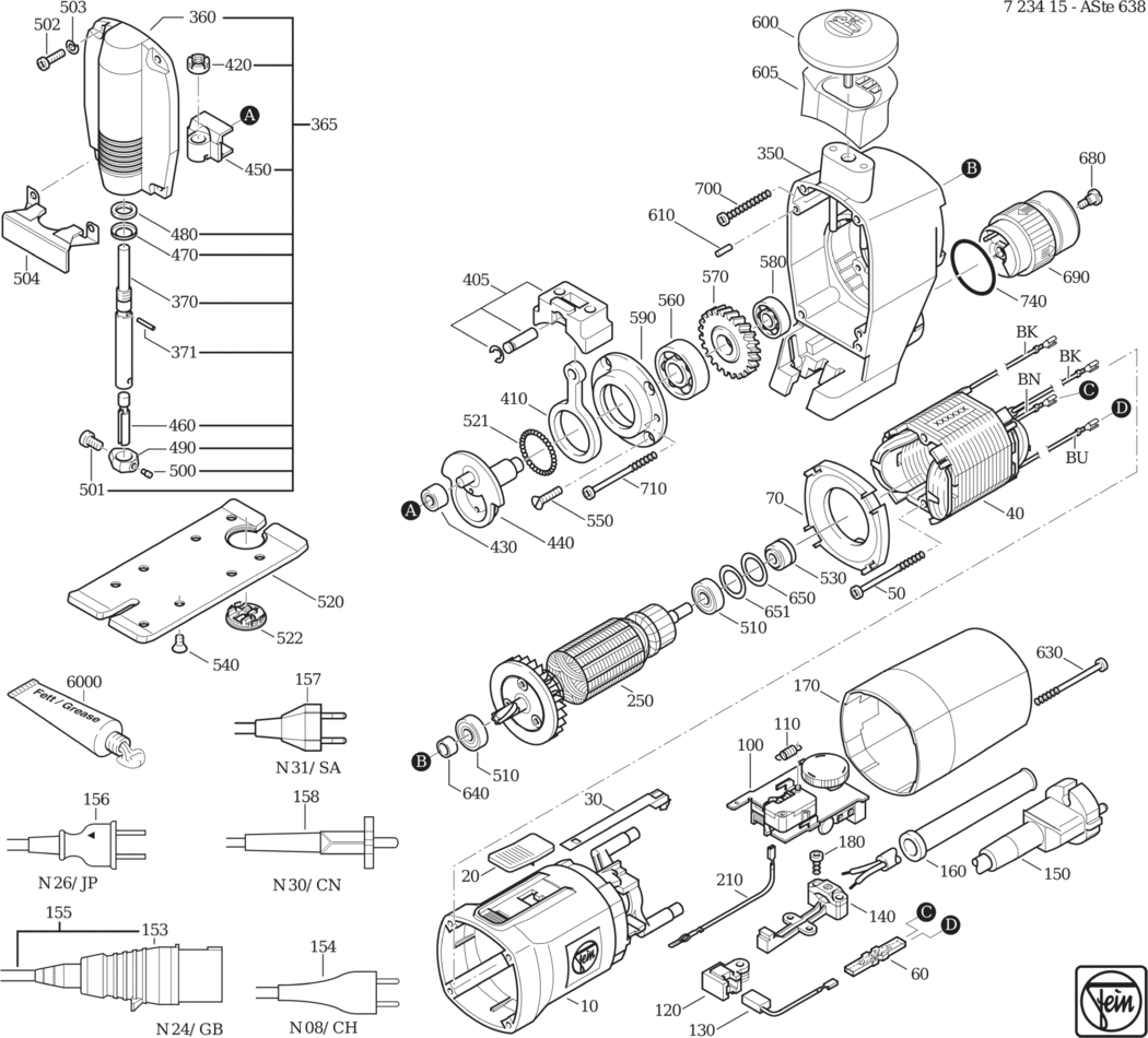 Fein ASte 638 ⡐Hz 110V) / 72341524110 Spare Parts