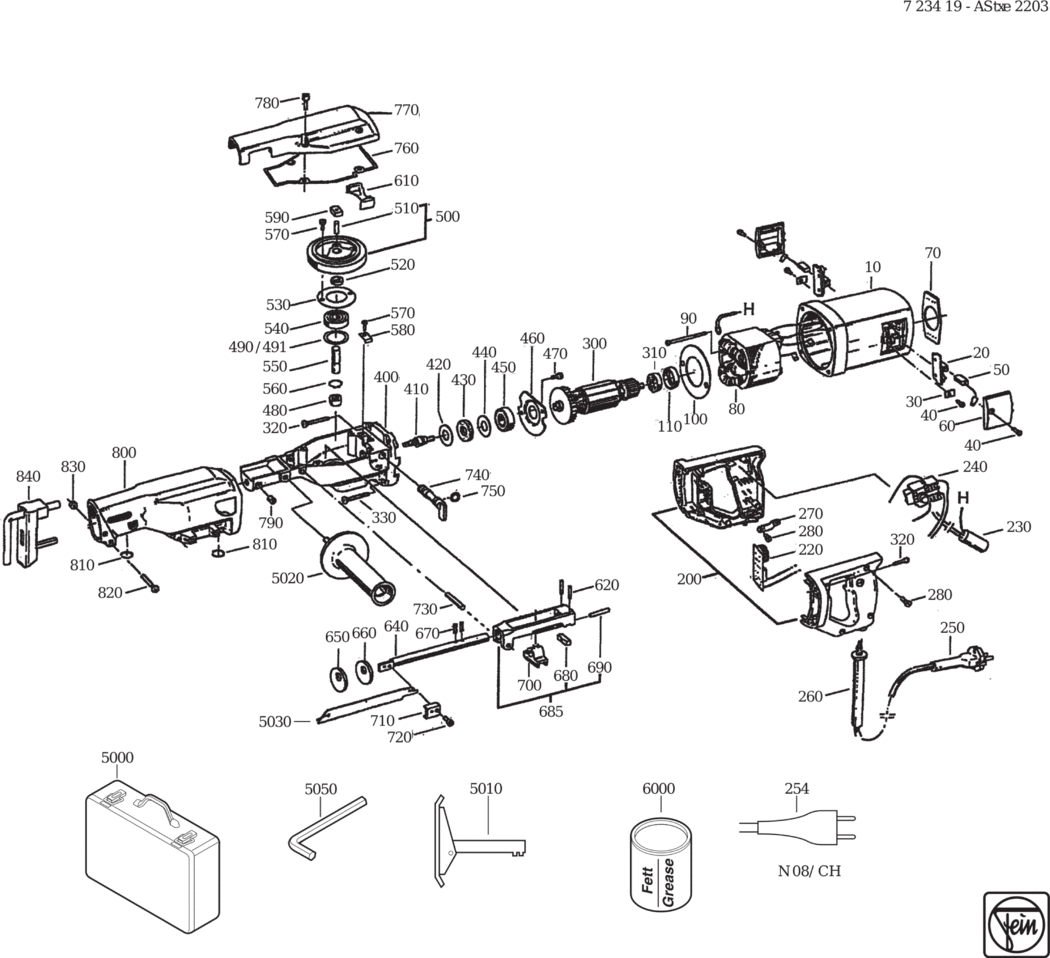 Fein AStxe 2203 ⡐/60Hz 220/230V) / 72341900231 Spare Parts