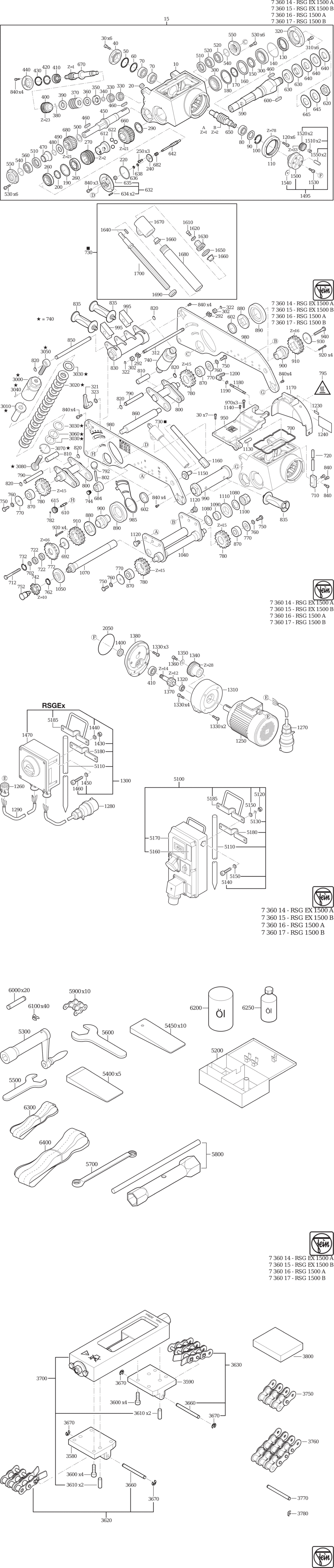 Fein RSG 1500 A ⡐Hz 400V) / 73601661000 Spare Parts